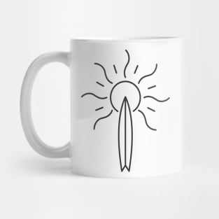 Minimalistic Surfboard and Sun Mug